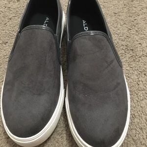 Women’s grey suede slip on sneakers